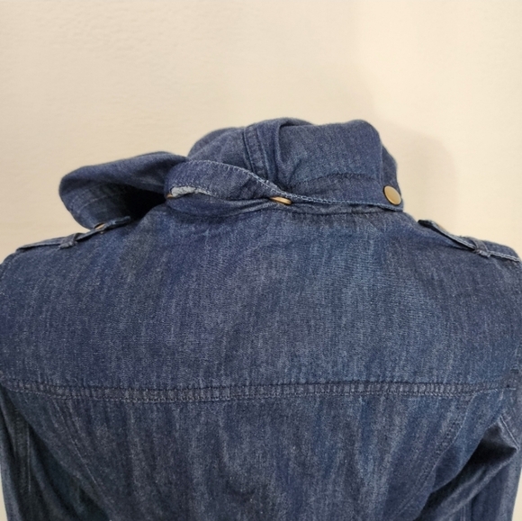 Chocolate USA Chambray Hooded Long Sleeve Shacket Blue Size S - Picture 7 of 15